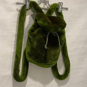 Gap Green Furry Drawstring Mini Backpack